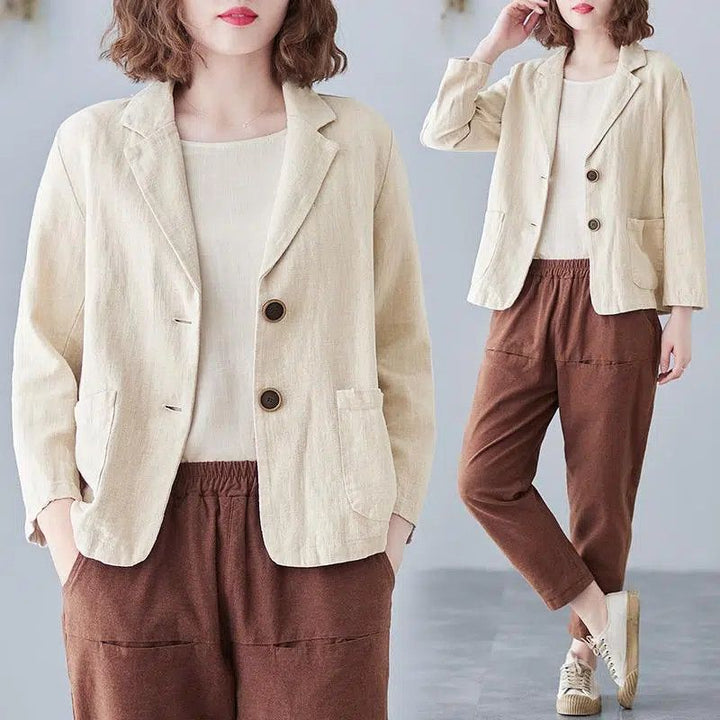 Meinir | Women's Notch Lapel Blazer with Patch Pockets