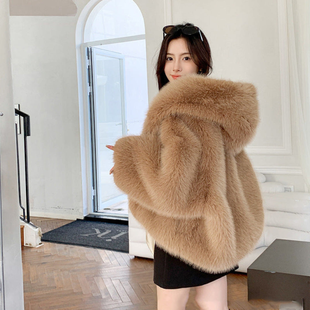 Steffi | Cosy Hooded Long Sleeve Faux Coat