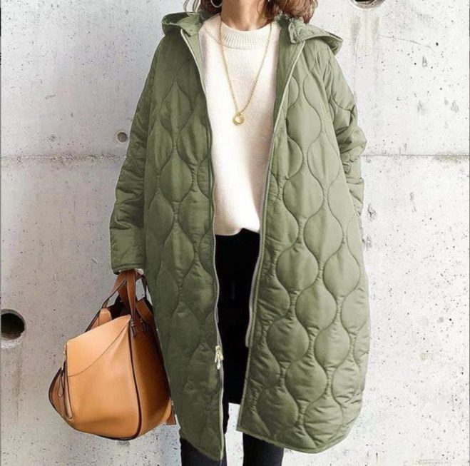 Jaliyah | Oversized Hooded Quilted Coat with Curved Quilt Pattern