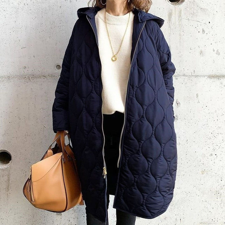 Jaliyah | Oversized Hooded Quilted Coat with Curved Quilt Pattern