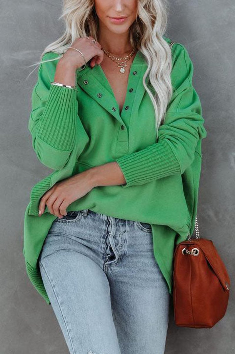 Effie | Oversized Hoodie with Snap Placket and Ribbed Sleeves