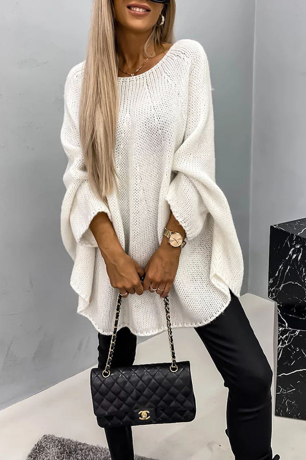 Sasha | Women's Oversized Knit Sweater Poncho with Wide Sleeves