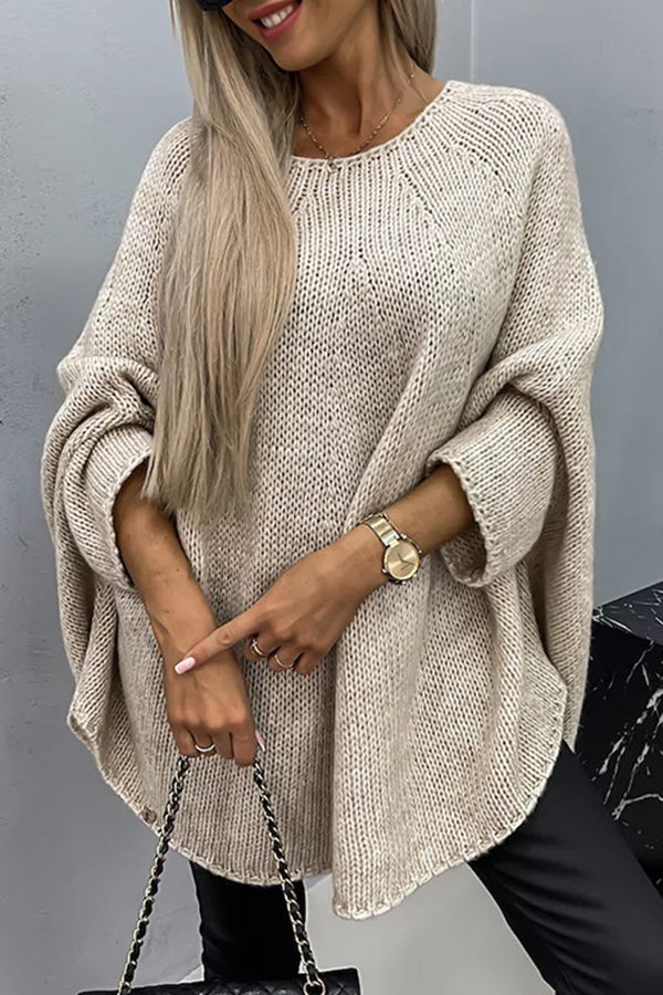 Sasha | Women's Oversized Knit Sweater Poncho with Wide Sleeves
