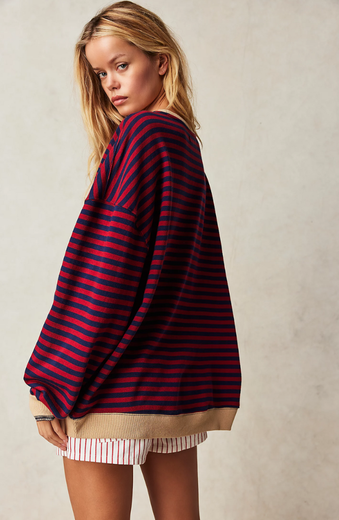 Isobel | Oversized Striped Sweatshirt with Drop Shoulders
