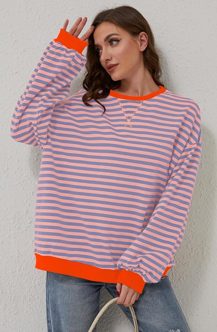 Isobel | Oversized Striped Sweatshirt with Drop Shoulders