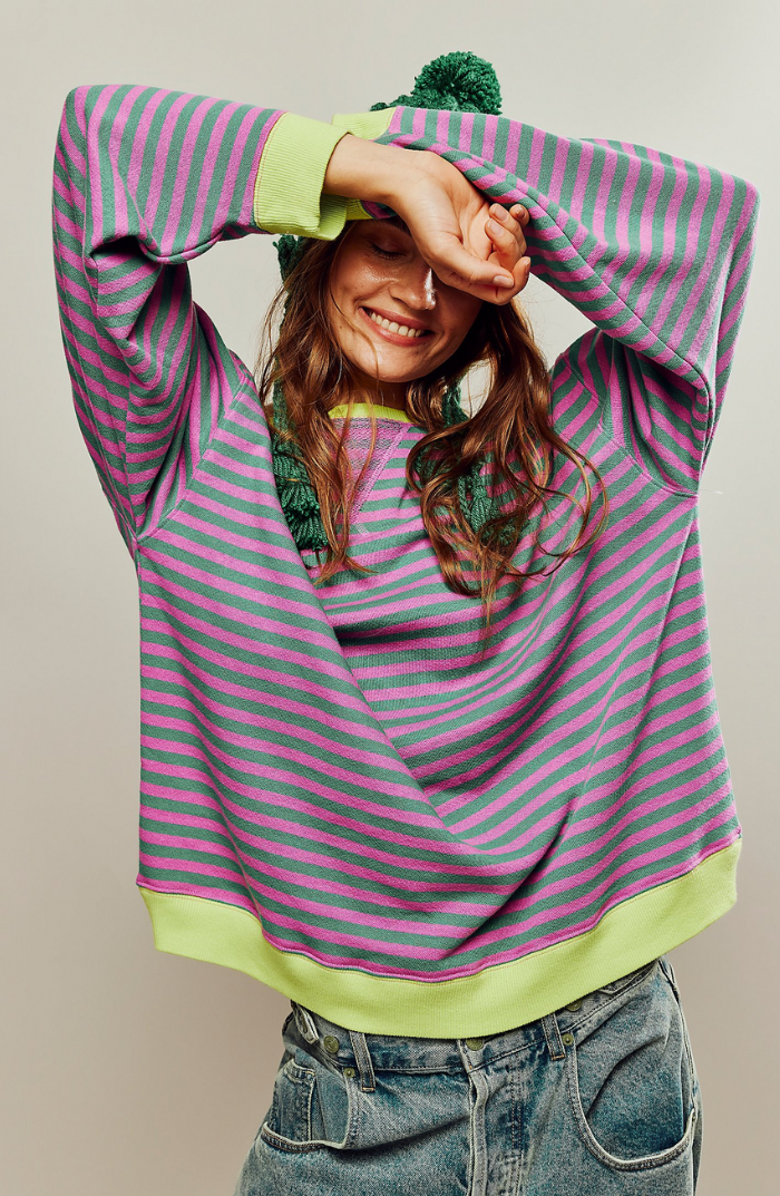 Isobel | Oversized Striped Sweatshirt with Drop Shoulders