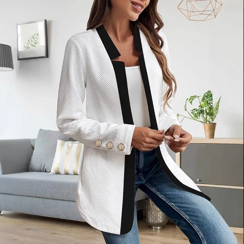 Maxine | Women's Open Front Blazer with Contrast Trim