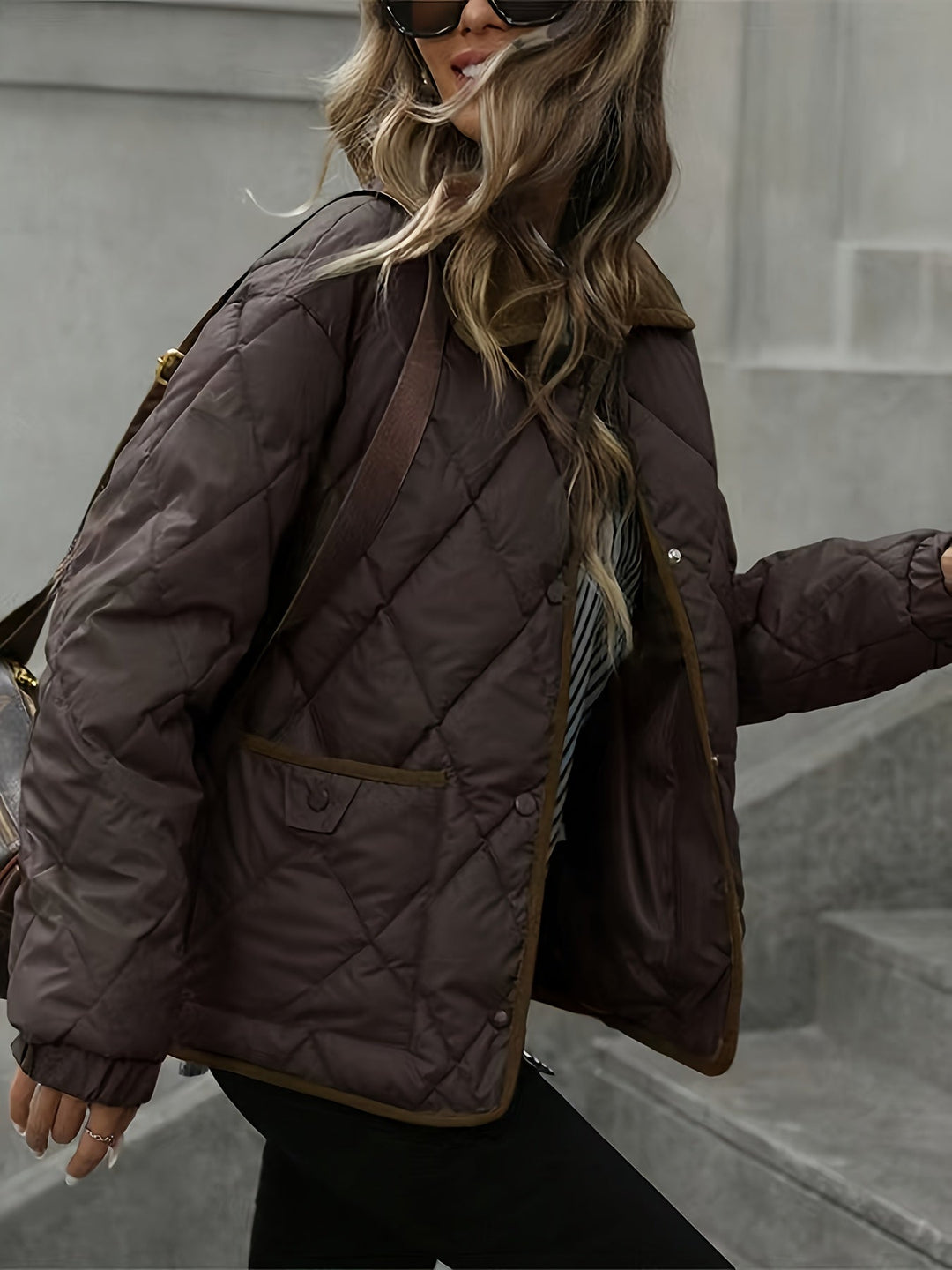 Kylie | Women's Quilted Jacket with Corduroy Collar