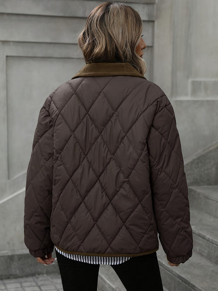 Kylie | Women's Quilted Jacket with Corduroy Collar