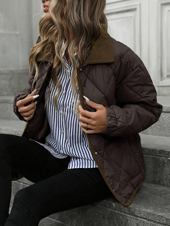 Kylie | Women's Quilted Jacket with Corduroy Collar