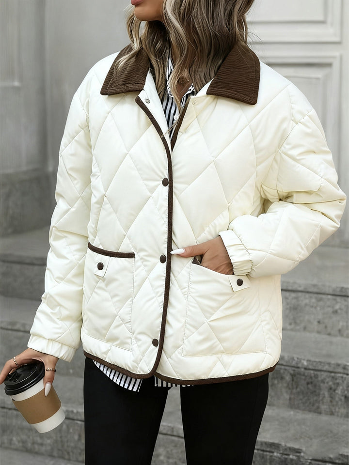 Kylie | Women's Quilted Jacket with Corduroy Collar