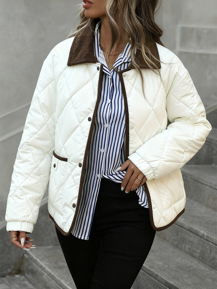 Kylie | Women's Quilted Jacket with Corduroy Collar