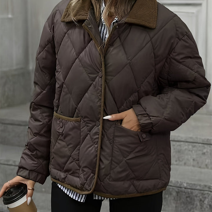 Kylie | Women's Quilted Jacket with Corduroy Collar