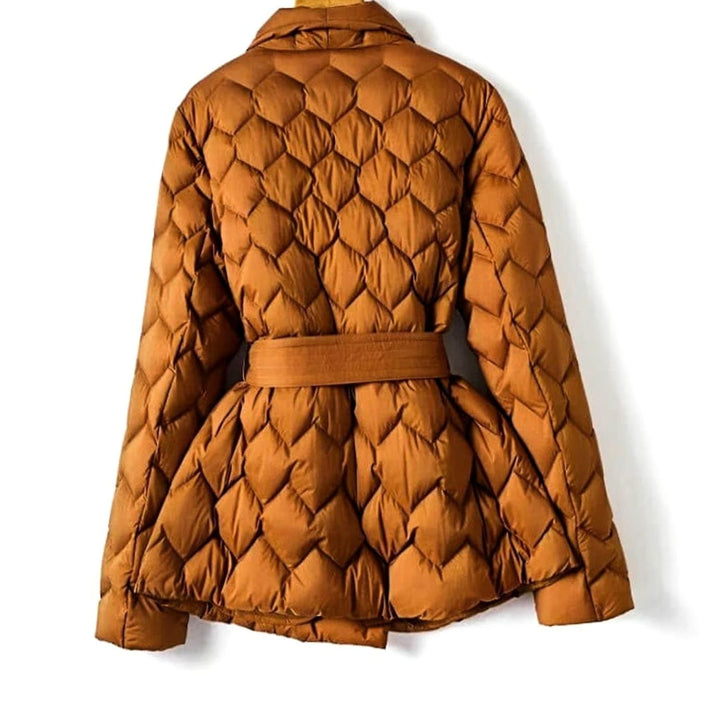 Emory | Quilted Puffer Jacket with Diamond Quilting and Tie Belt