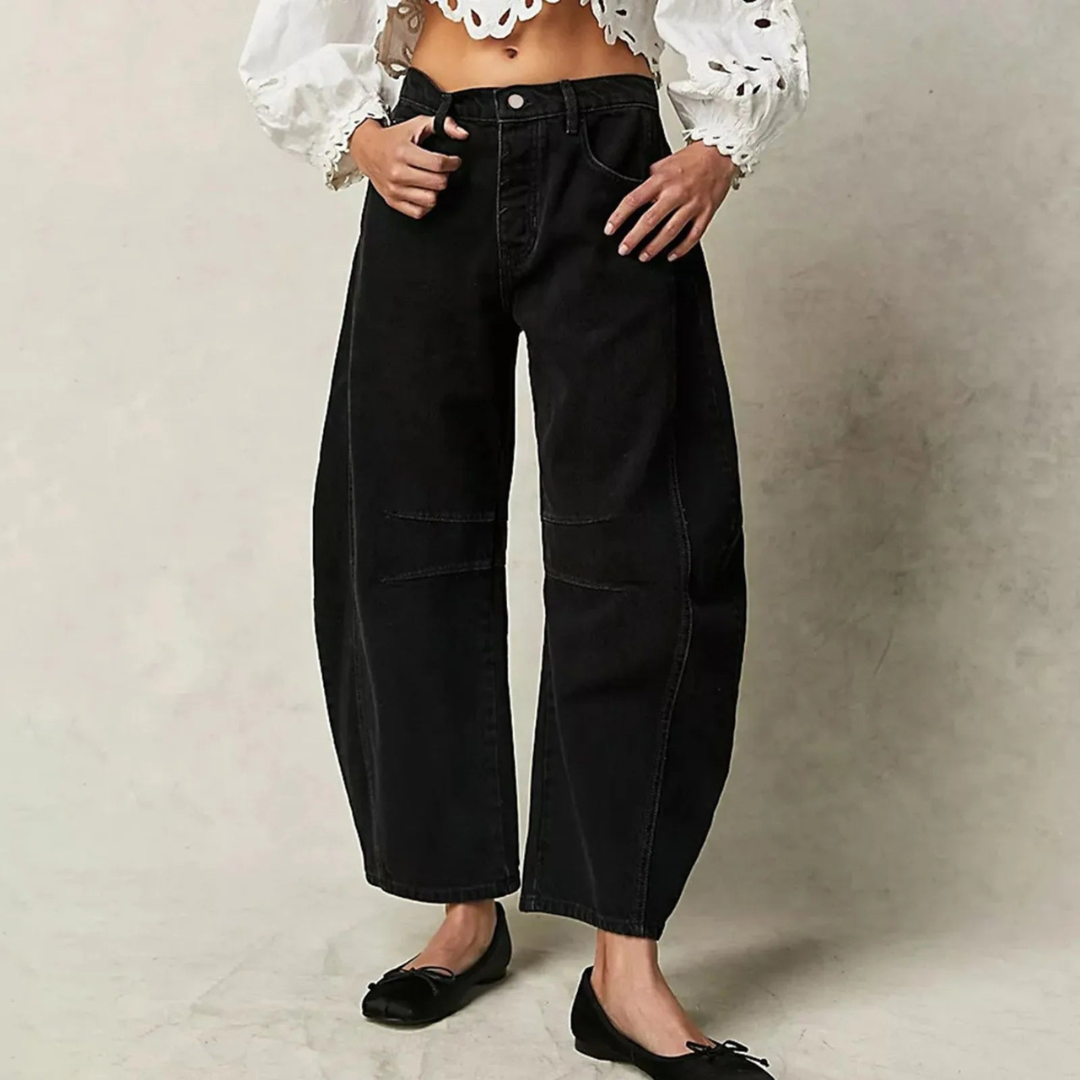 Hollis | Relaxed Barrel Leg Jeans with Curved Silhouette and Mid Rise