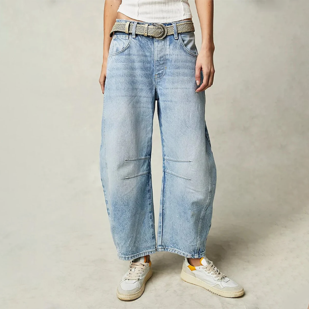 Hollis | Relaxed Barrel Leg Jeans with Curved Silhouette and Mid Rise