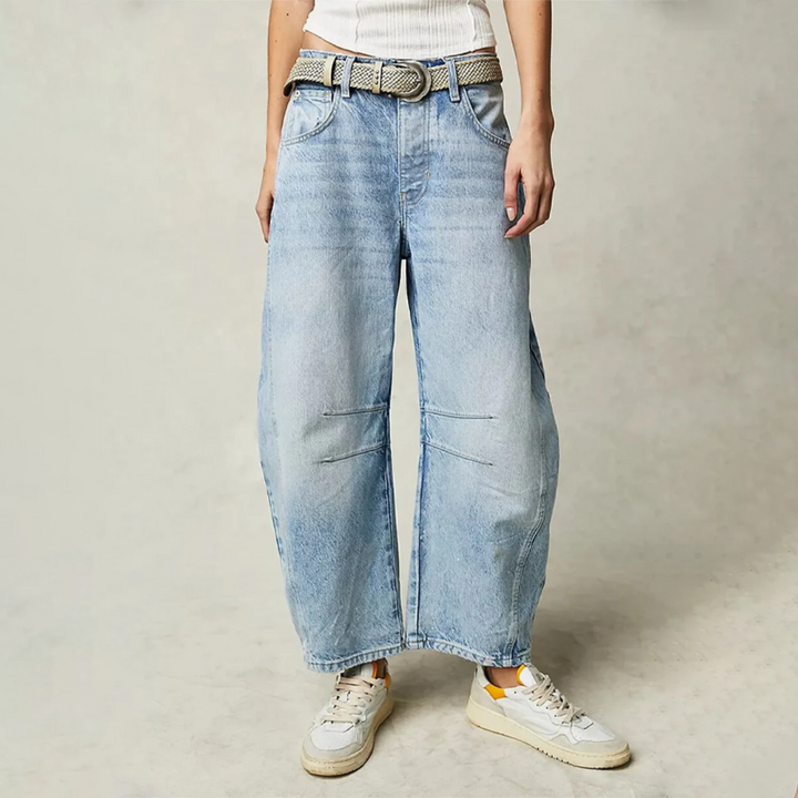 Hollis | Relaxed Barrel Leg Jeans with Curved Silhouette and Mid Rise
