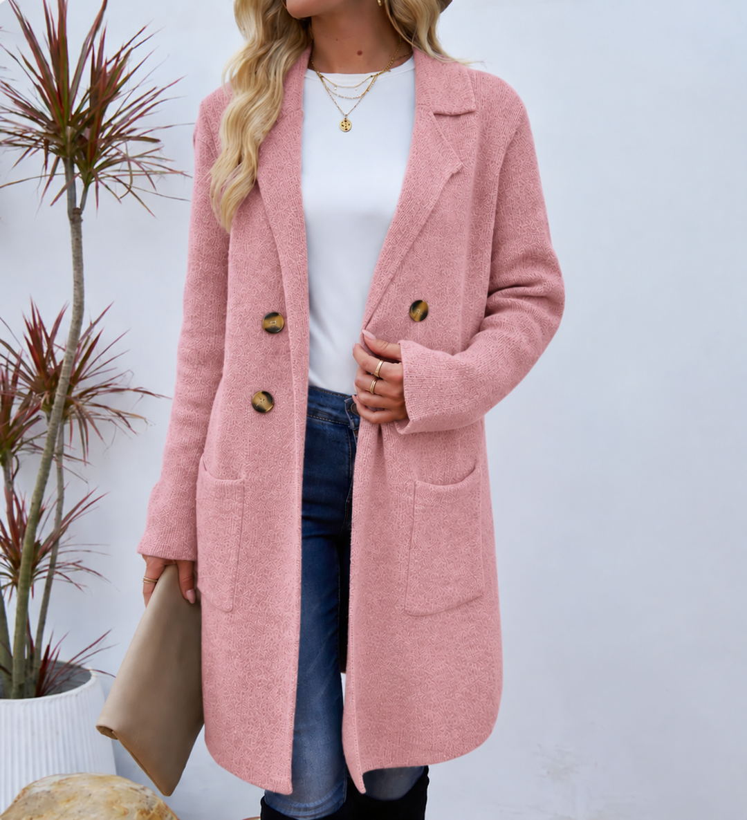 Emani | Women's Knit Coat with Front Pockets
