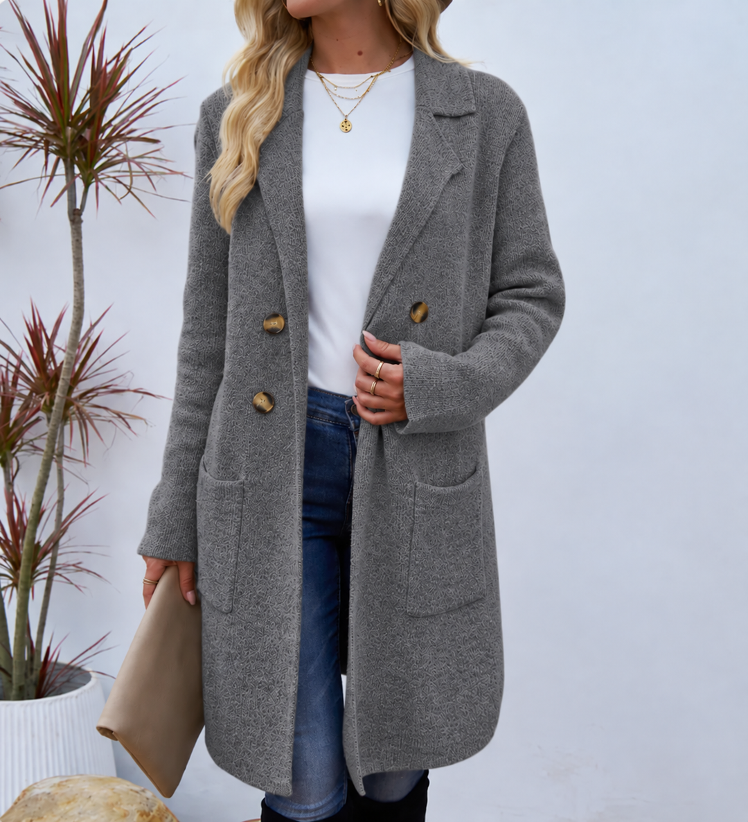 Emani | Women's Knit Coat with Front Pockets
