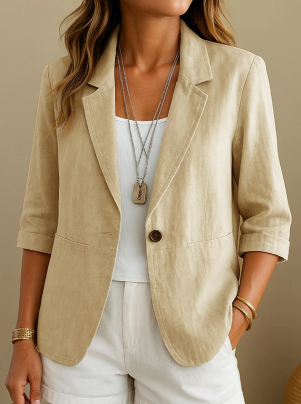 Julie | Relaxed Linen Blazer with Three Quarter Sleeves