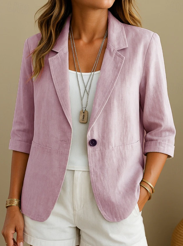 Julie | Relaxed Linen Blazer with Three Quarter Sleeves