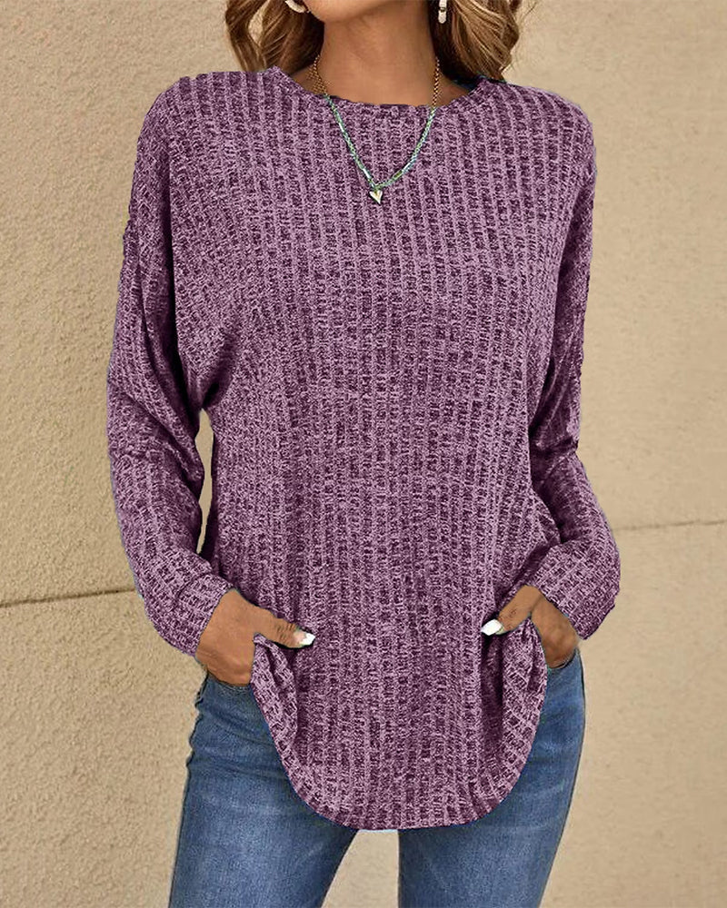 Noelle | Relaxed Long Sleeve Waffle Knit Sweater