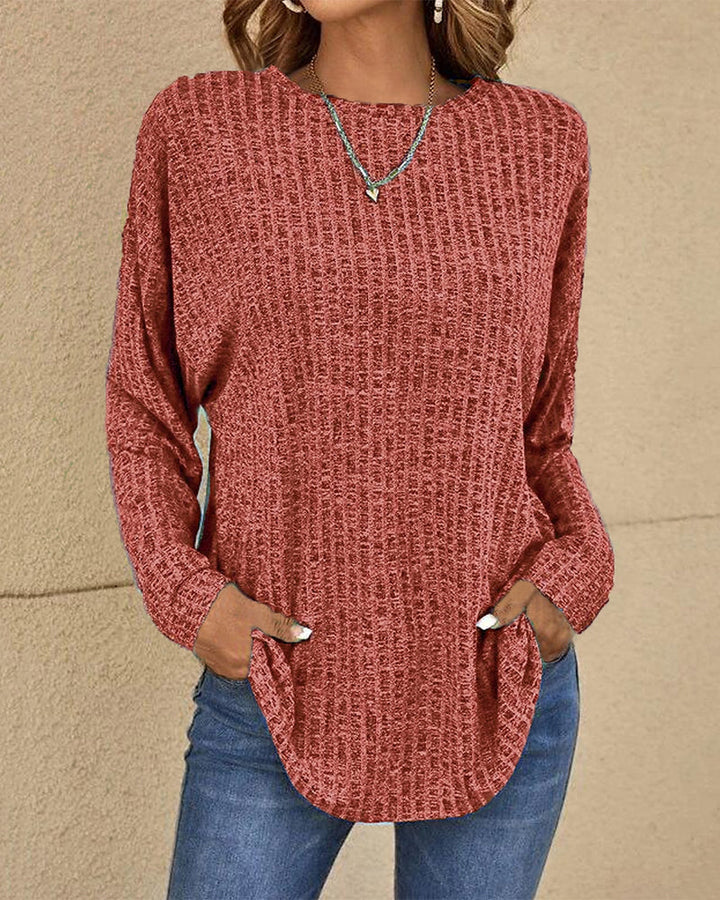 Noelle | Relaxed Long Sleeve Waffle Knit Sweater
