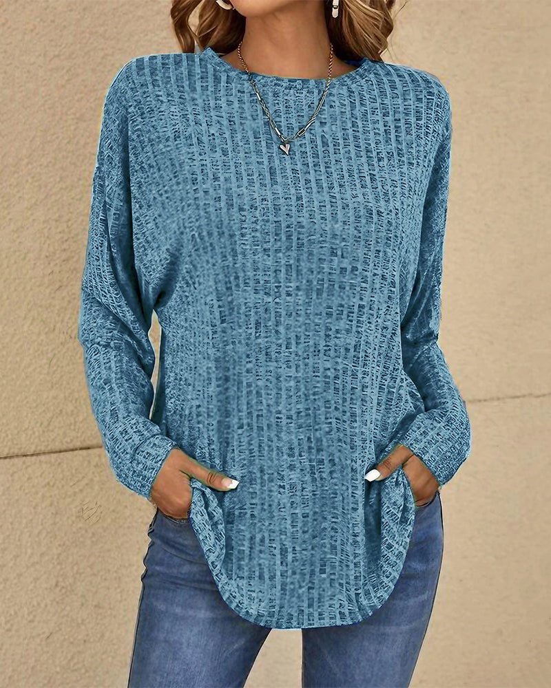 Noelle | Relaxed Long Sleeve Waffle Knit Sweater