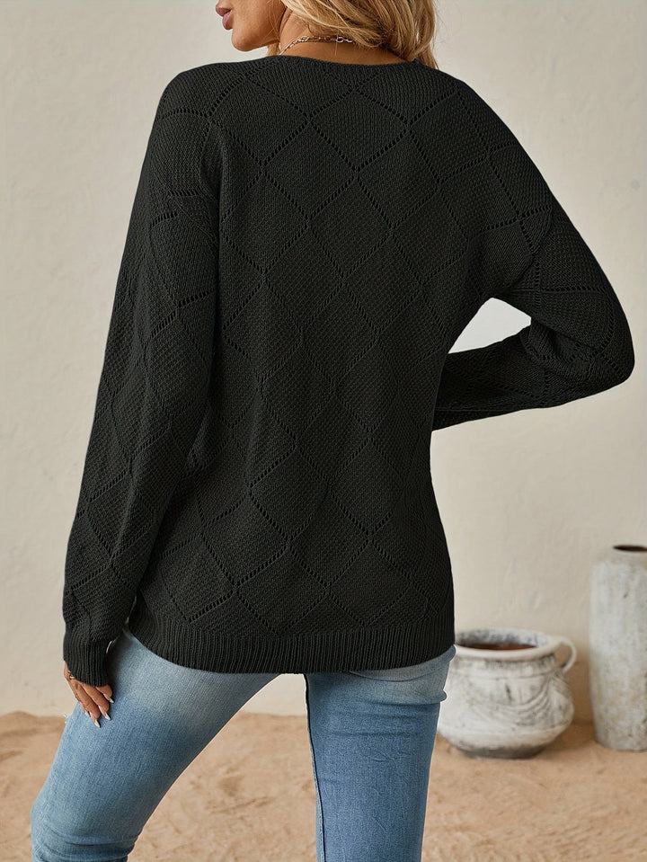 Stephanie | Relaxed V Neck Knit Sweater
