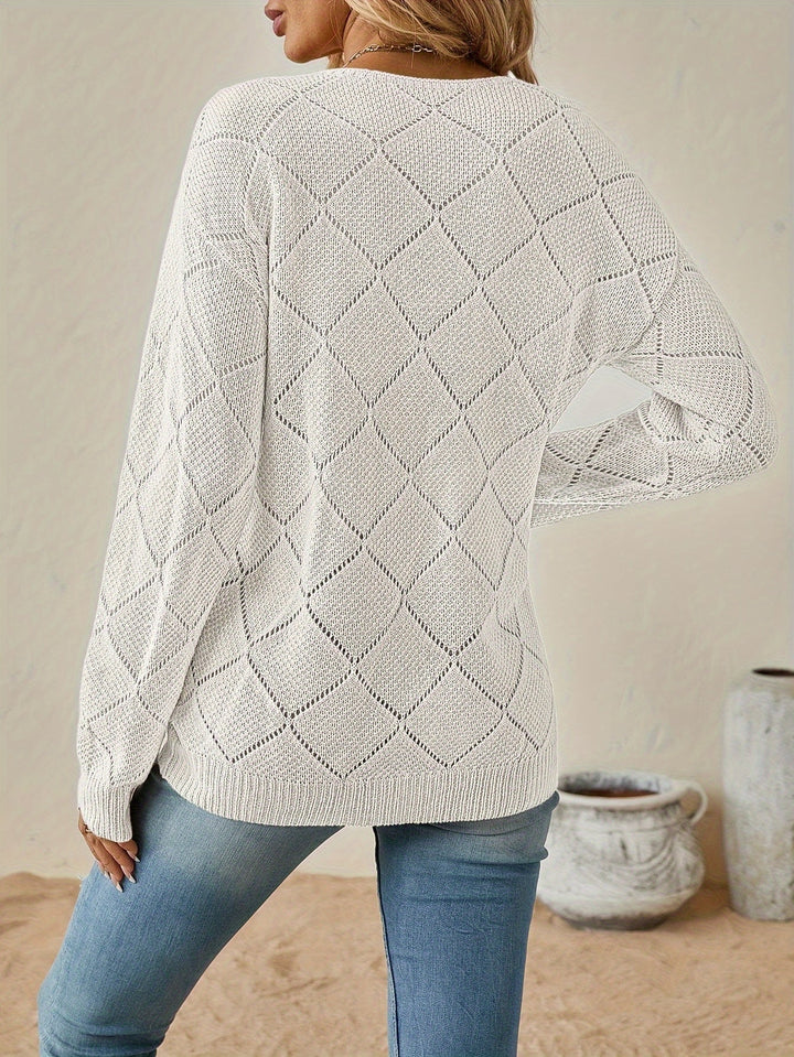 Stephanie | Relaxed V Neck Knit Sweater