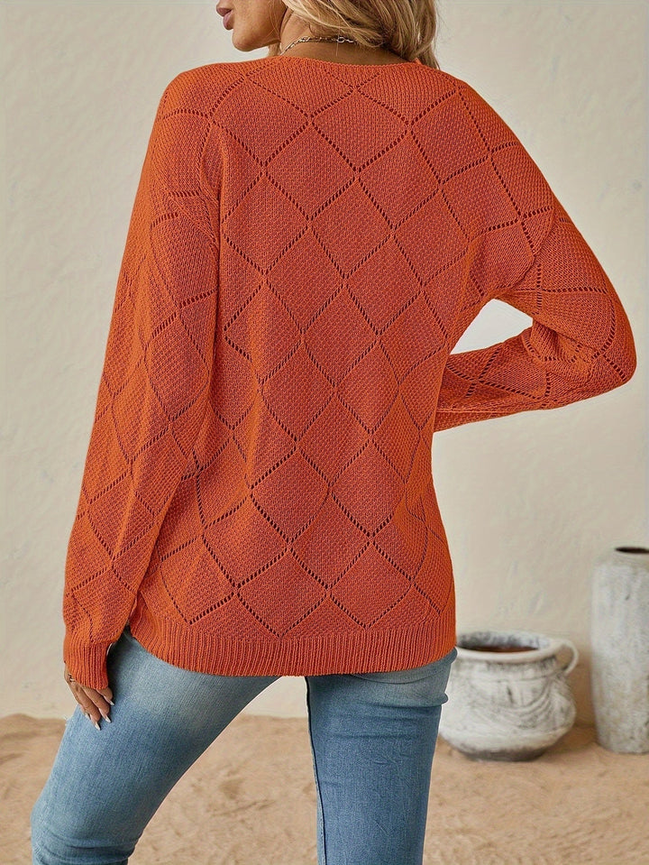 Stephanie | Relaxed V Neck Knit Sweater
