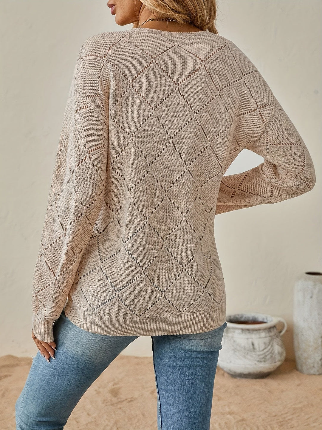 Stephanie | Relaxed V Neck Knit Sweater
