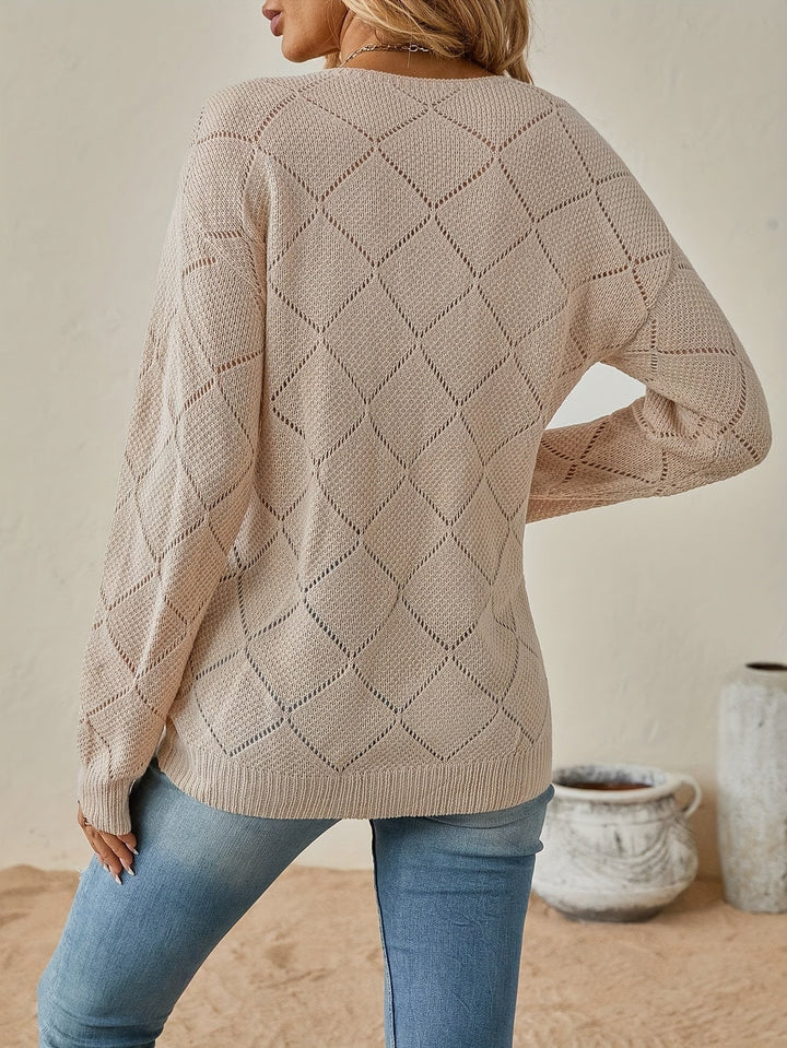 Stephanie | Relaxed V Neck Knit Sweater