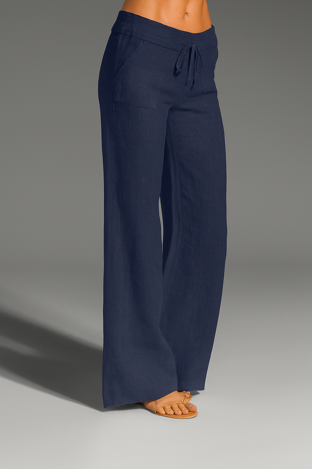 Laney | Women's Wide Leg Linen Trousers with Drawstring Waist