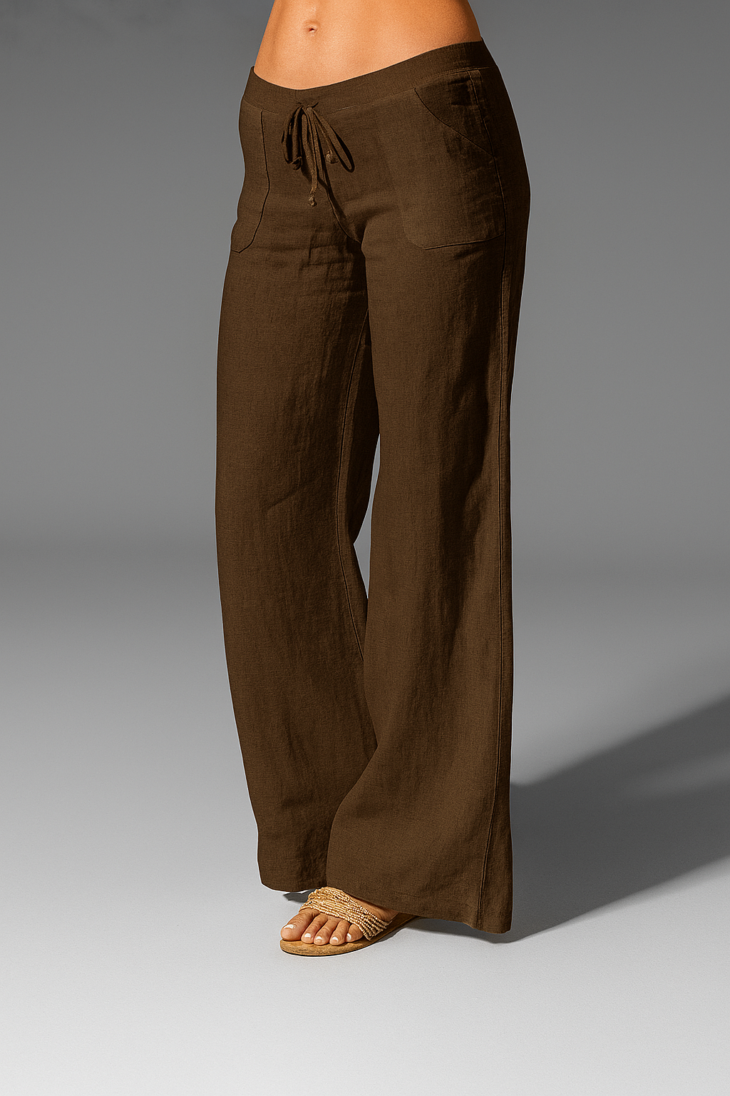 Laney | Women's Wide Leg Linen Trousers with Drawstring Waist