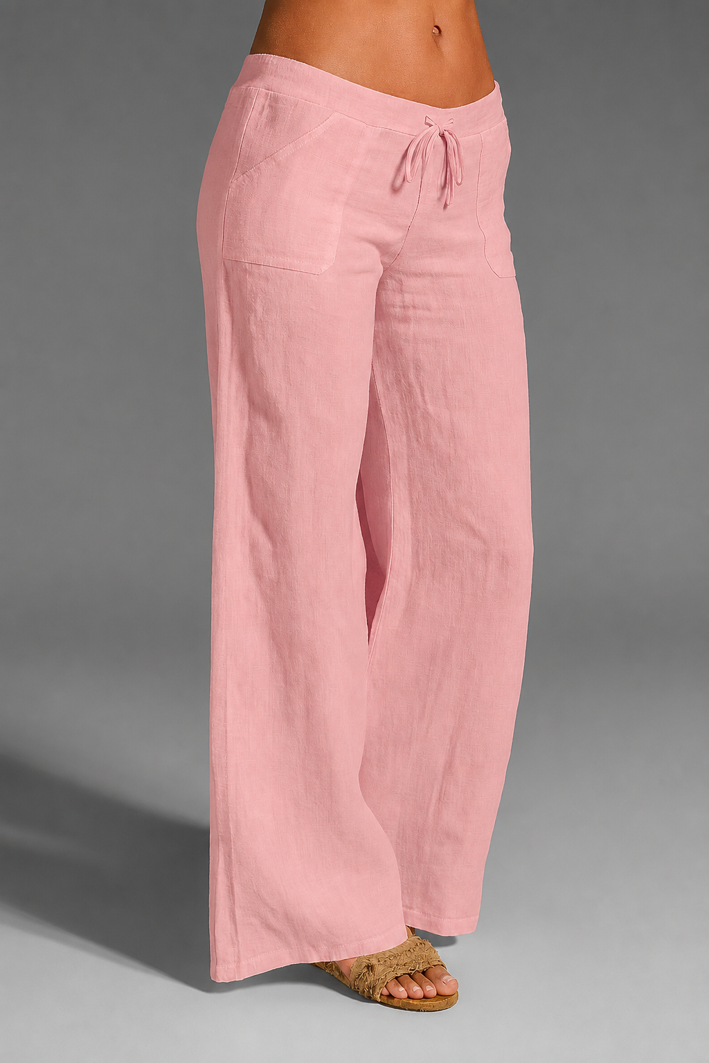 Laney | Women's Wide Leg Linen Trousers with Drawstring Waist