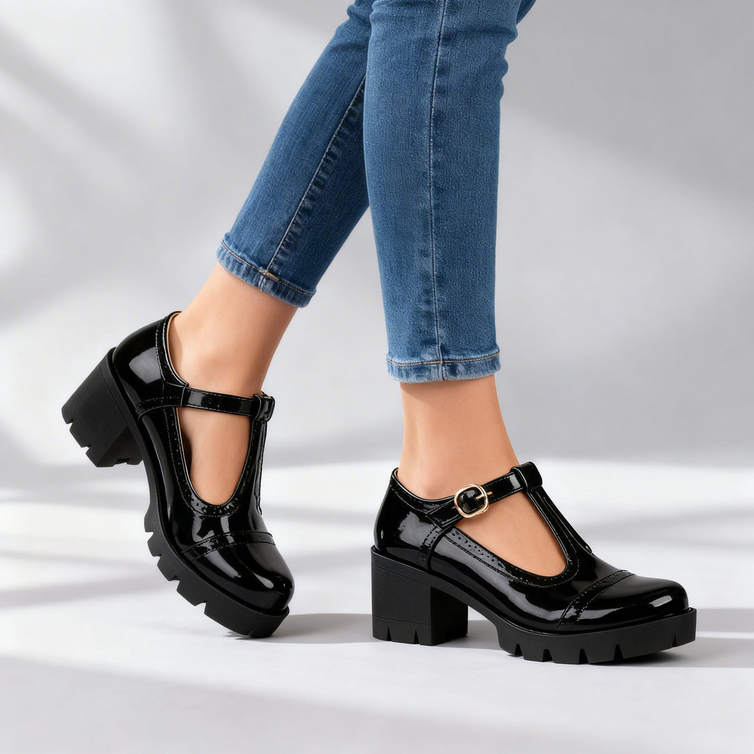 Hana | Retro Chunky Heeled Mary Janes