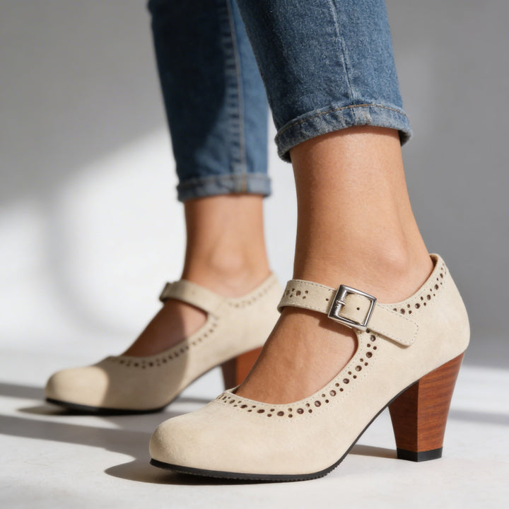 Jenna | Retro Heeled Mary Janes with Buckle Strap