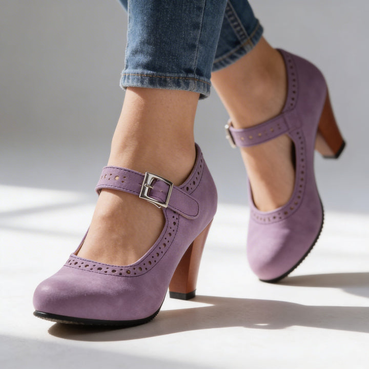 Jenna | Retro Heeled Mary Janes with Buckle Strap