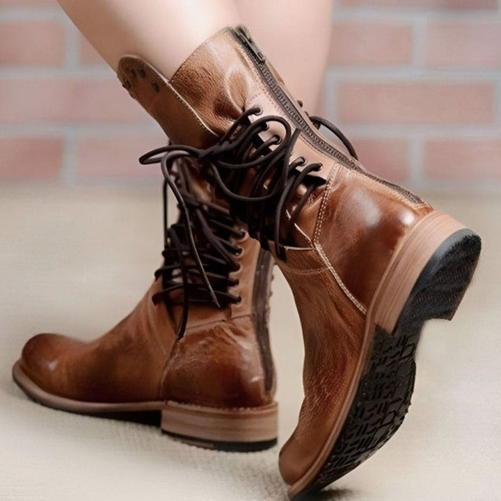 Orla | Retro Leather Lace-Up Ankle Boots
