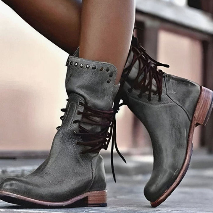 Orla | Retro Leather Lace-Up Ankle Boots