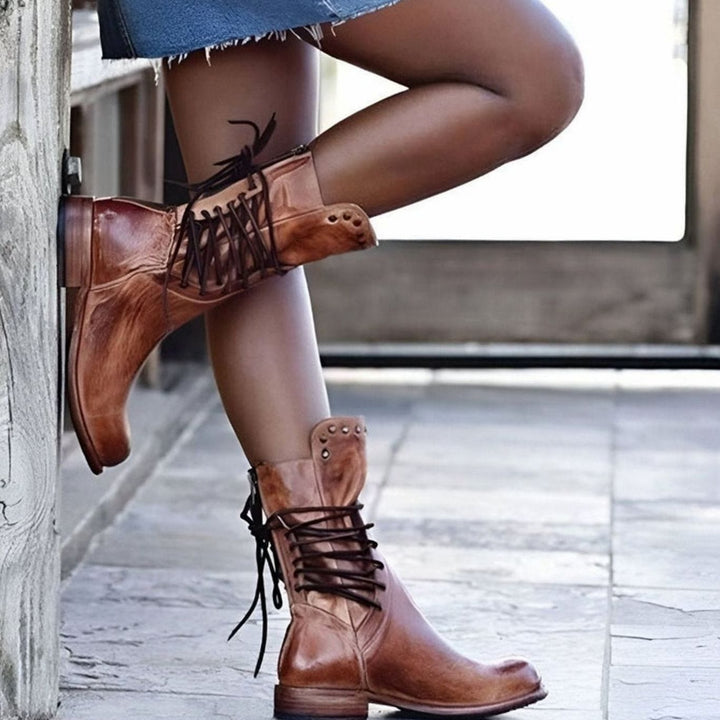 Orla | Retro Leather Lace-Up Ankle Boots