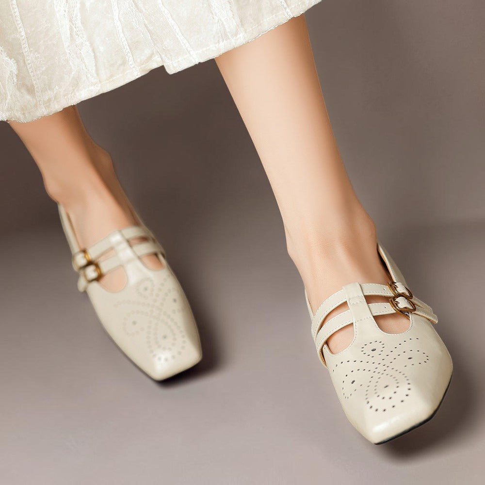 Macie | Retro Leather Mary Jane Shoes with Block Heel