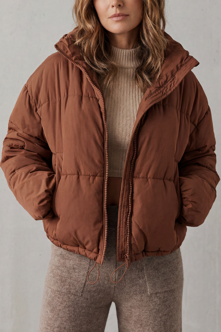 Halo | Women's Cropped Hooded Puffer Jacket with Drawstring Hem