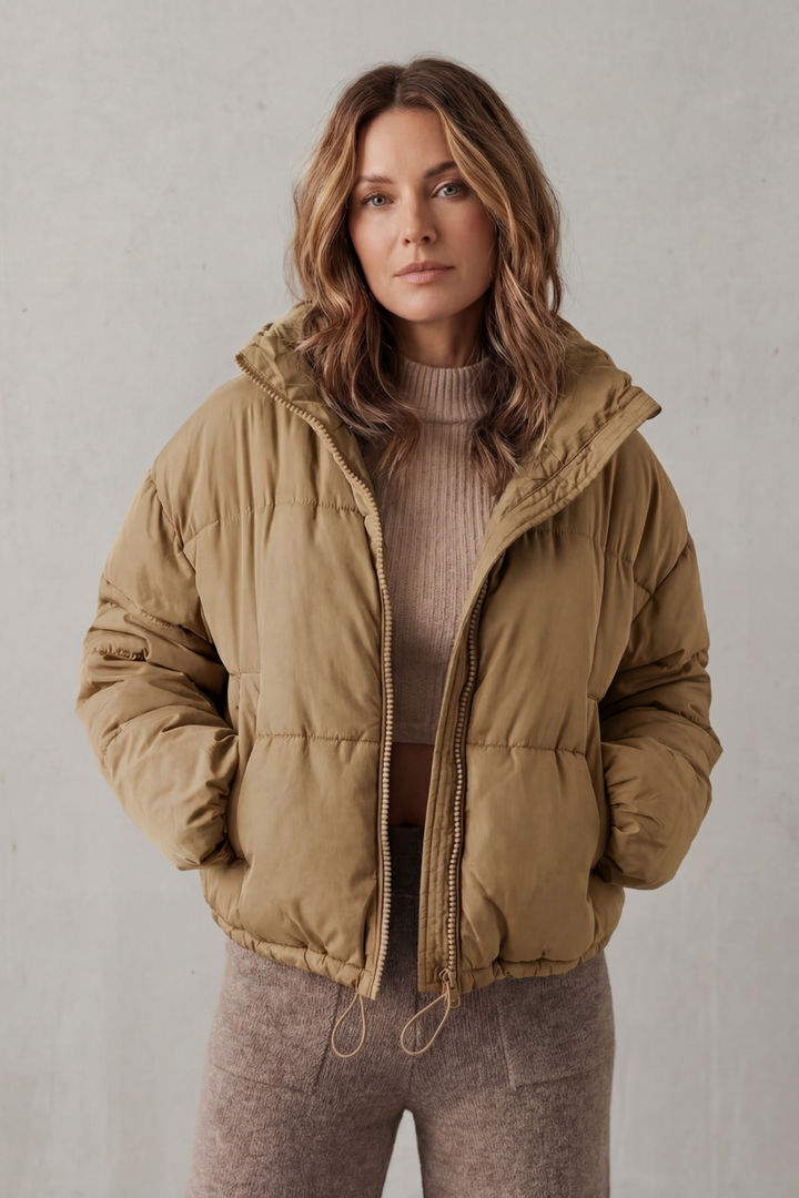Halo | Women's Cropped Hooded Puffer Jacket with Drawstring Hem