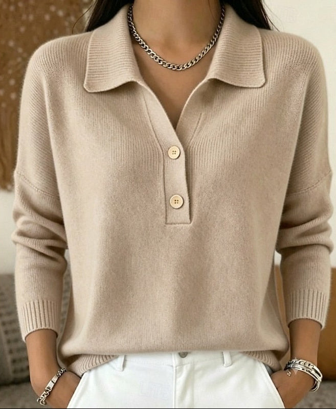 Alondra | Women's Soft Cashmere Polo Collar Sweater