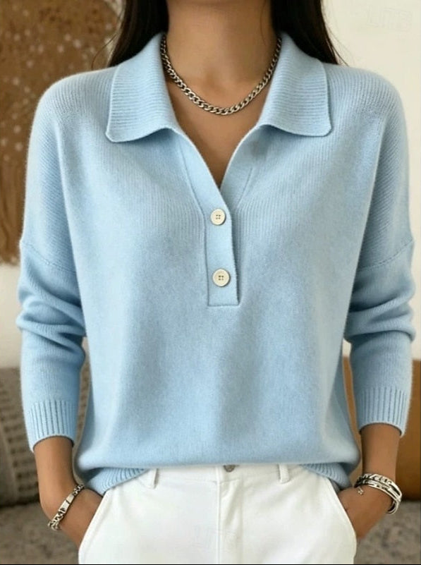 Alondra | Women's Soft Cashmere Polo Collar Sweater