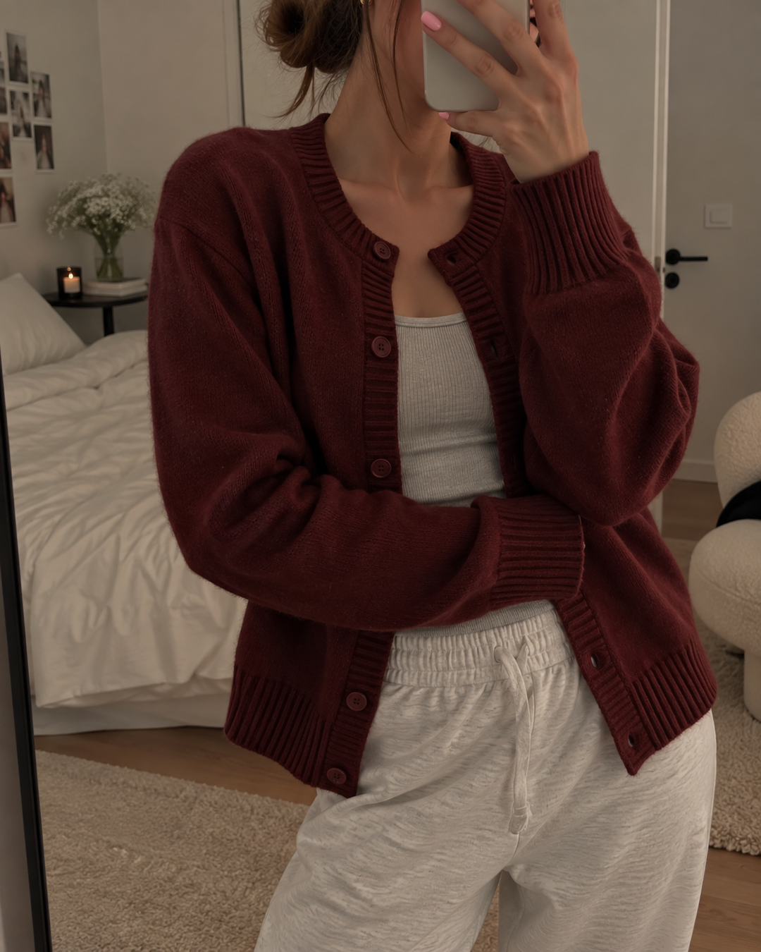 Kaylin | Soft Wool Knit Cardigan with V-Neckline and Ribbed Cuffs