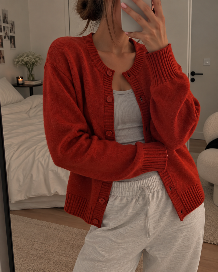 Kaylin | Soft Wool Knit Cardigan with V-Neckline and Ribbed Cuffs