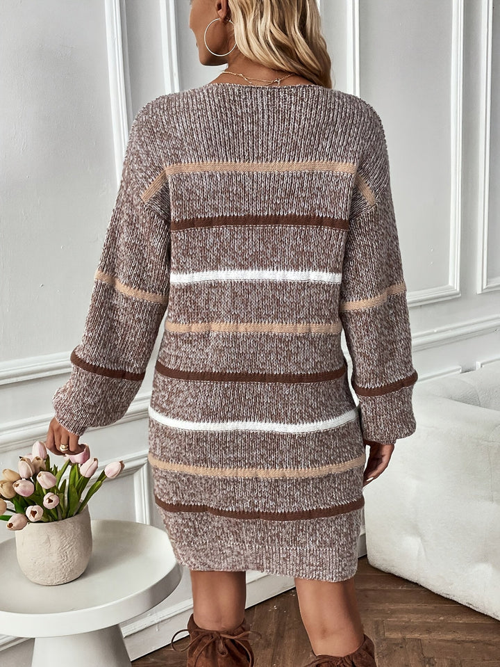 Payton | Striped Knit Sweater Dress with Long Sleeves